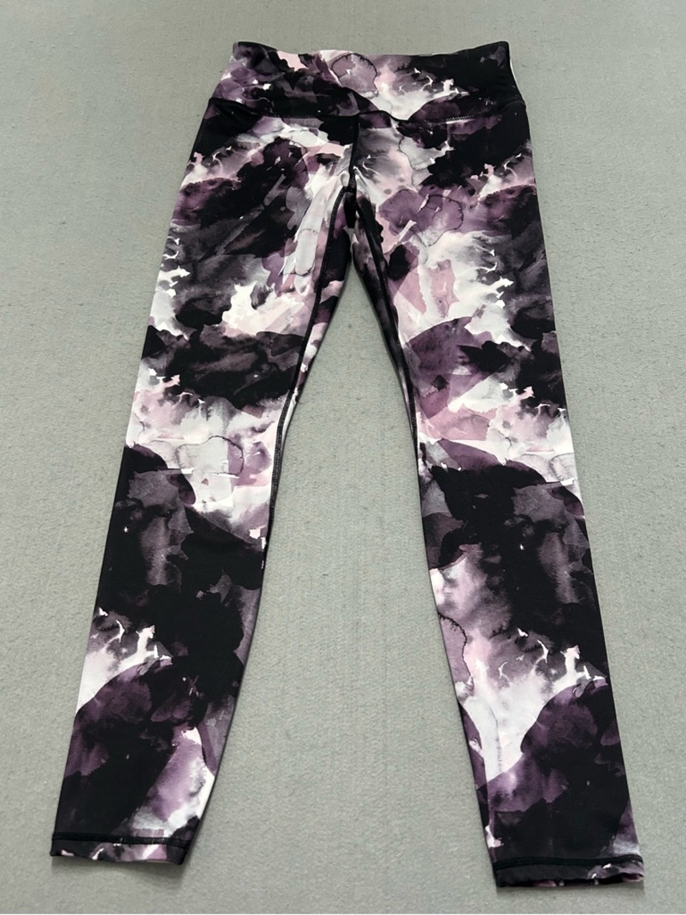 GAIAM Black Purple White Watercolor Print Leggings - Picture 3 of 4